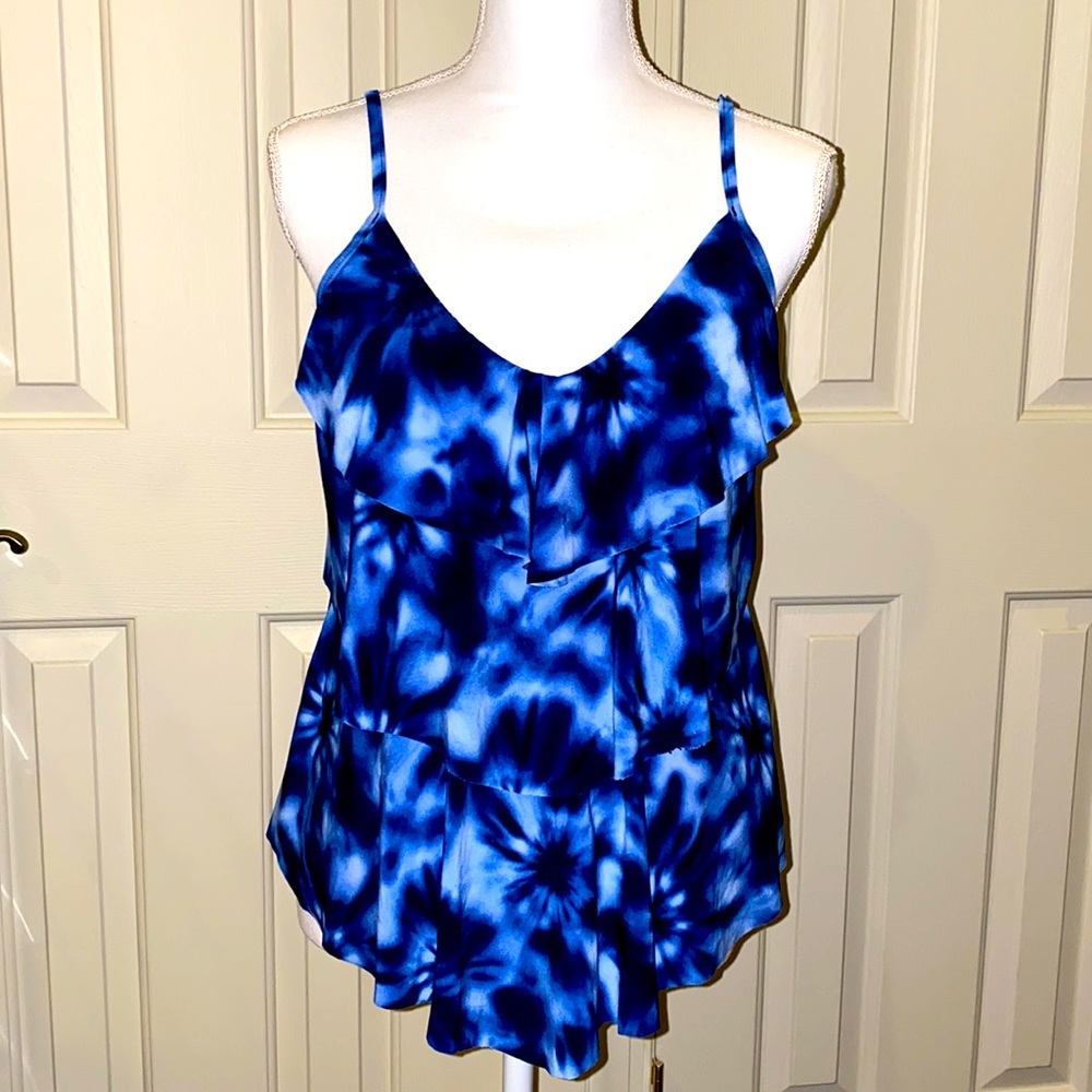Tie dye tankini top - L Aqua green